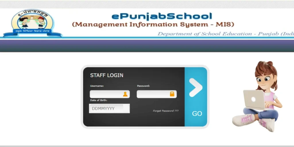 This emage showing a  ePunjabSchool Staff Login